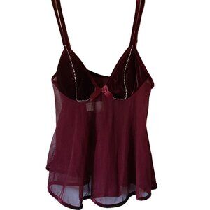 Touch of Romance burgundy velvet sheer babydoll nightie with rhinestones